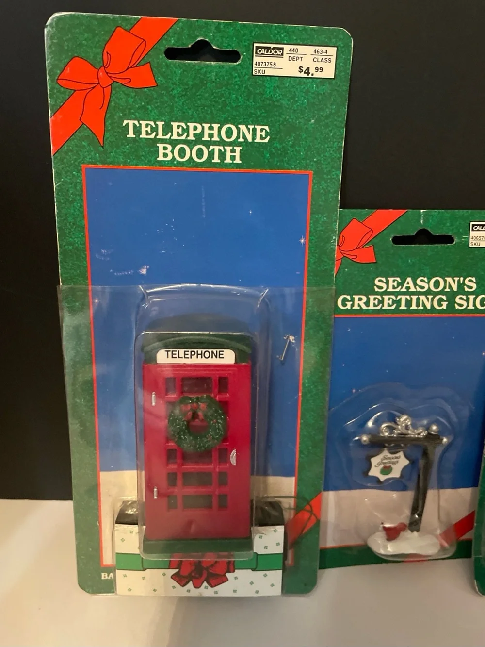 Caldor Vintage Christmas Village Accessories Lot Of 5 Phone Booth Swing Bench